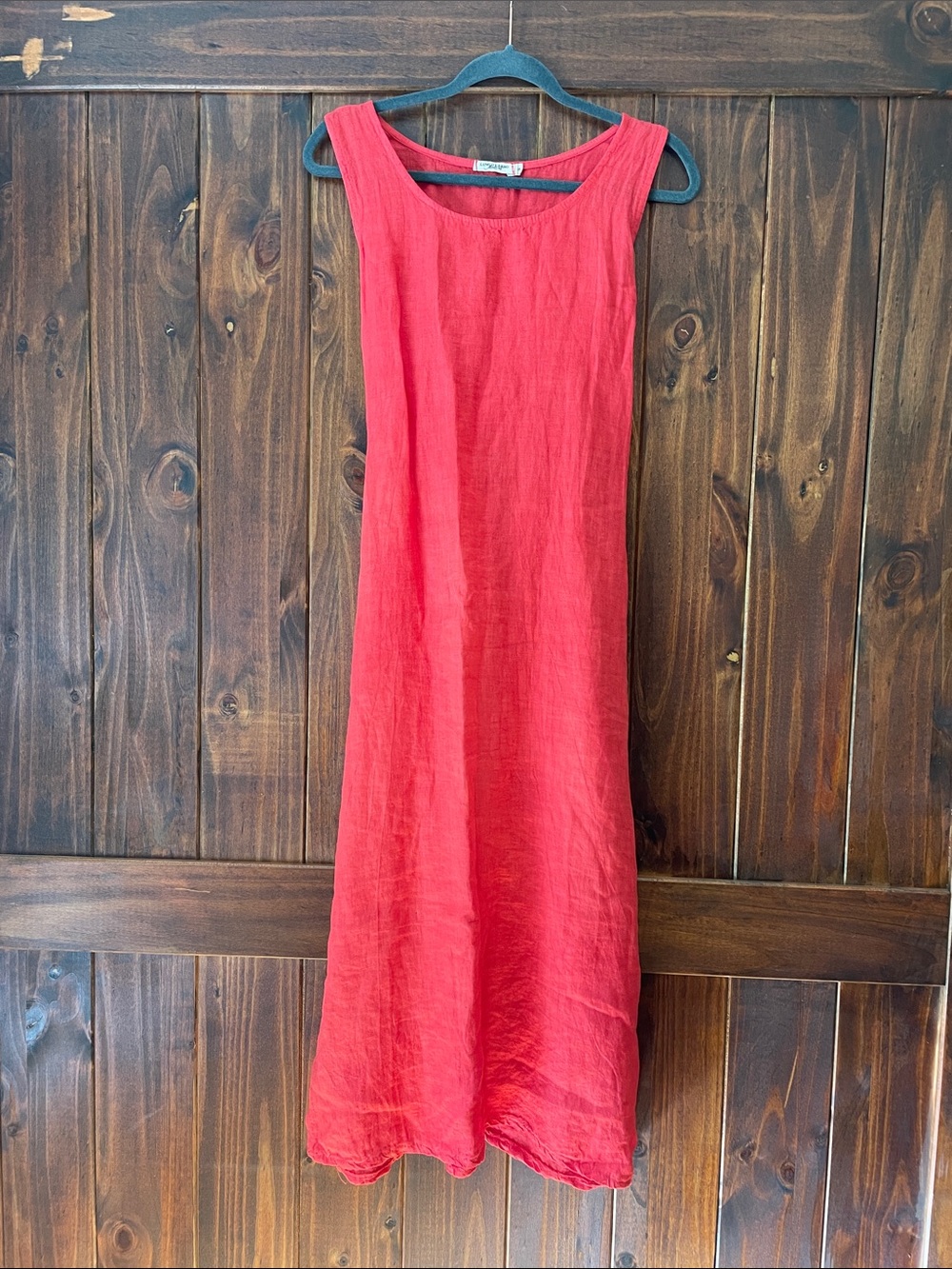 Lightweight Red Sleeveless 100% Linen Maxi Dress SzS